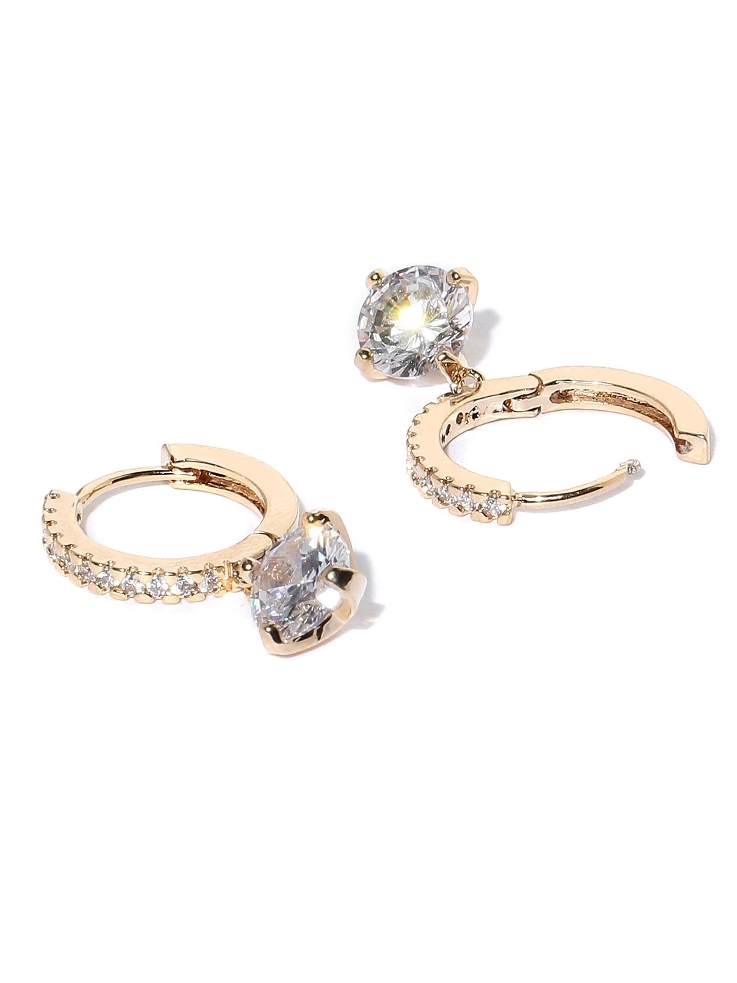 OOMPH Cubic Zirconia & Pearl Drop Earrings for Women - Set of 2