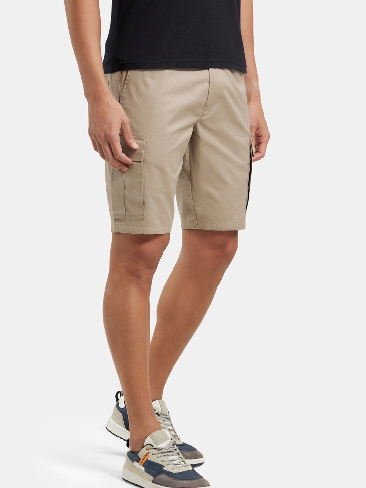 Jockey Khaki Cotton Straight Fit Cargo Shorts