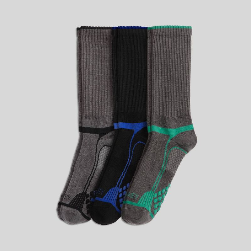 Jockey Generation™ Men's Diamond Cushion Comfort Friction Free 3pk Athletic Crew Socks - Gray/Jade/Blue/Black 7-12