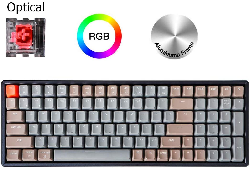 Keychron K4 Wireless Bluetooth/USB Wired Gaming Mechanical Keyboard, Compact 100 Keys RGB LED Backlit Gateron Red Switch N-Key Rollover, Aluminum Frame for Mac Windows