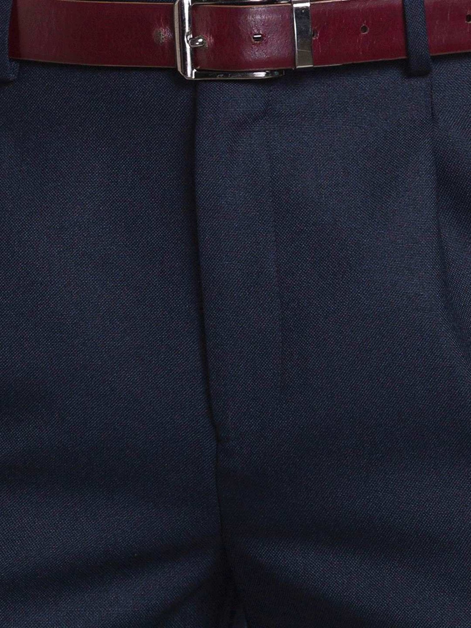 Park Avenue Dark Blue Comfort Fit Self Pattern Trousers