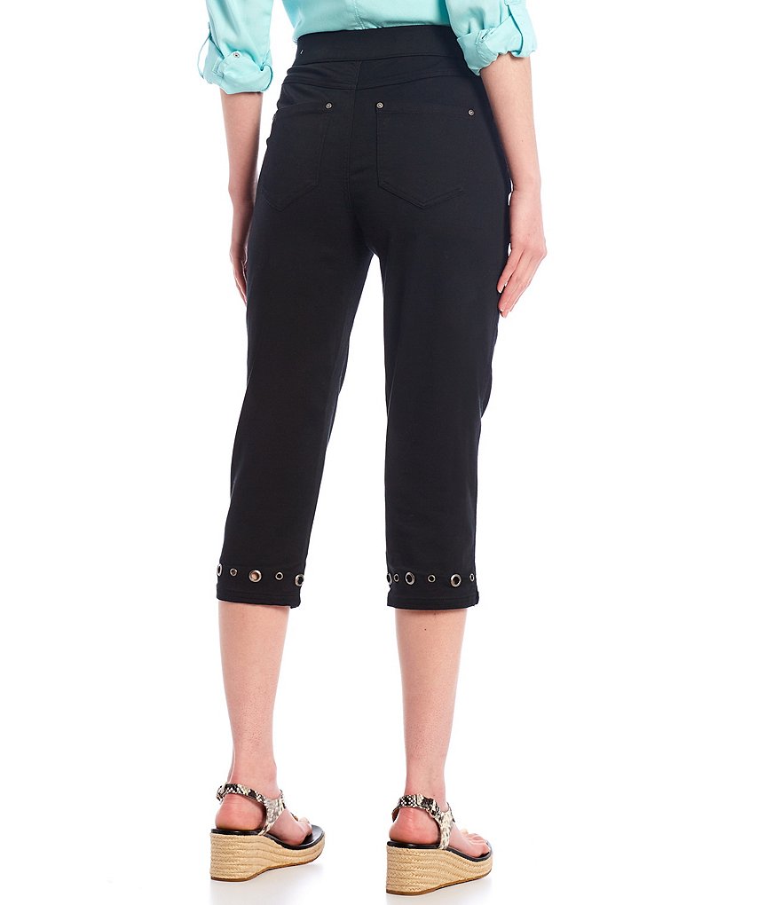 Intro Rose Tummy Control Grommet Hem Embellished High Rise Pull-On Capri Pants