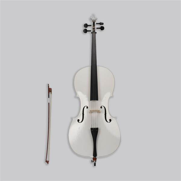 4/4 Acoustic Cello + Case + Bow + Rosin Wood Color Beautiful Varnish Finishing (White Color)