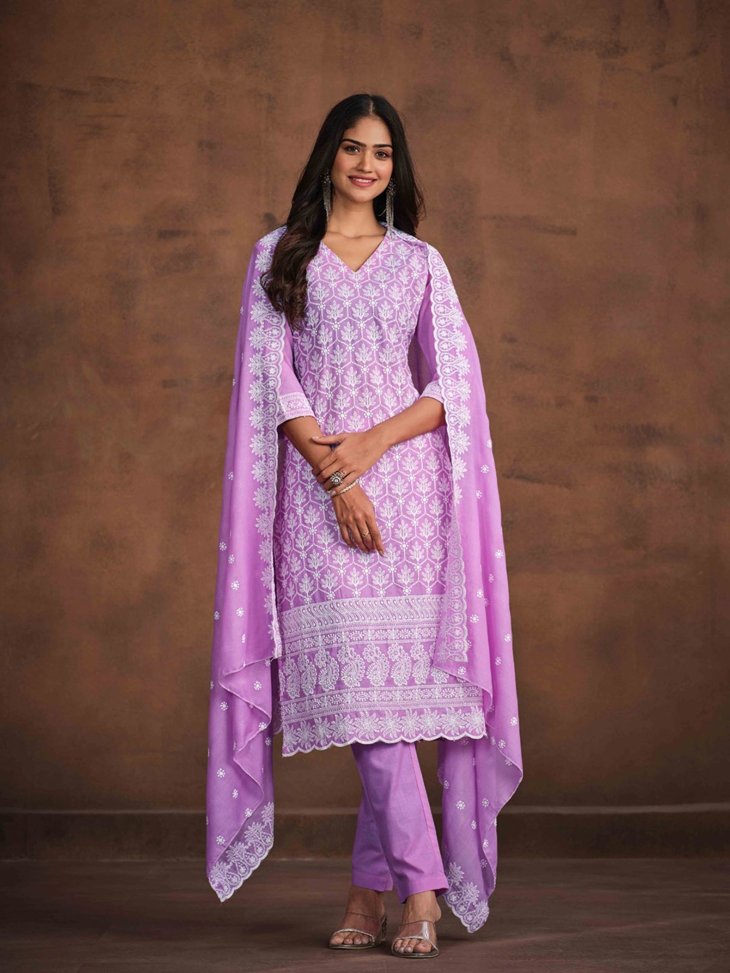 Ishin Pink Embroidered Kurta With Pant & Dupatta