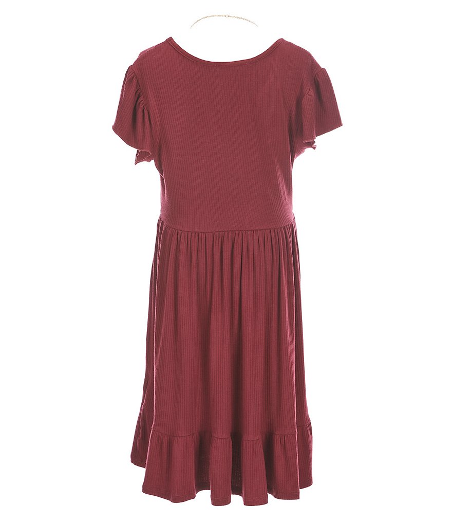 Ally B Big Girls 7-16 Short-Sleeve Rib Knit Ruffled Hem Skater Dress