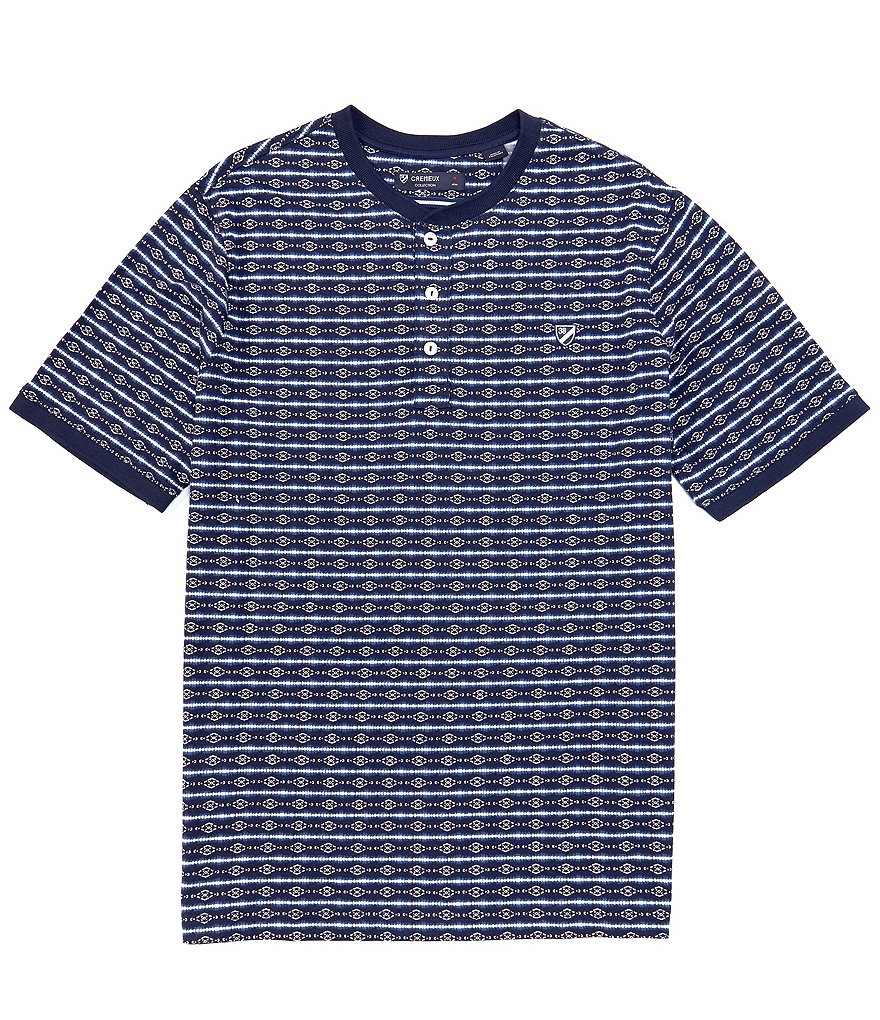 Cremieux Shibori Print Stripe Short-Sleeve Henley