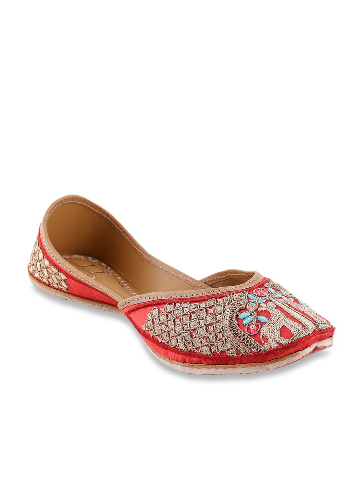 Glam Story Women's Gazelle Red Ethnic Juttis