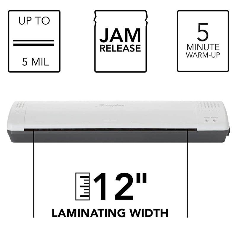 Laminator, Thermal, Inspire Plus Lamination Machine, 12 inches Max Width, Quick Warm-up, Includes Laminating Pouches, White / Gray (1701867)