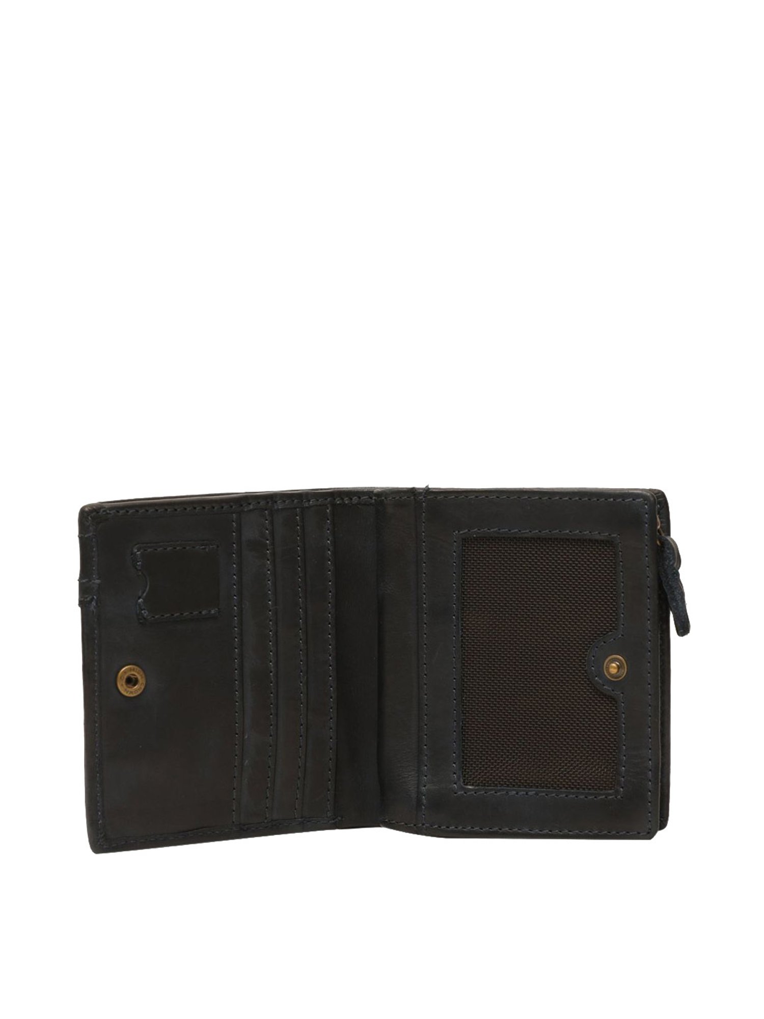 KOMPANERO Levi Blue Leather Textured Bi-Fold Wallet