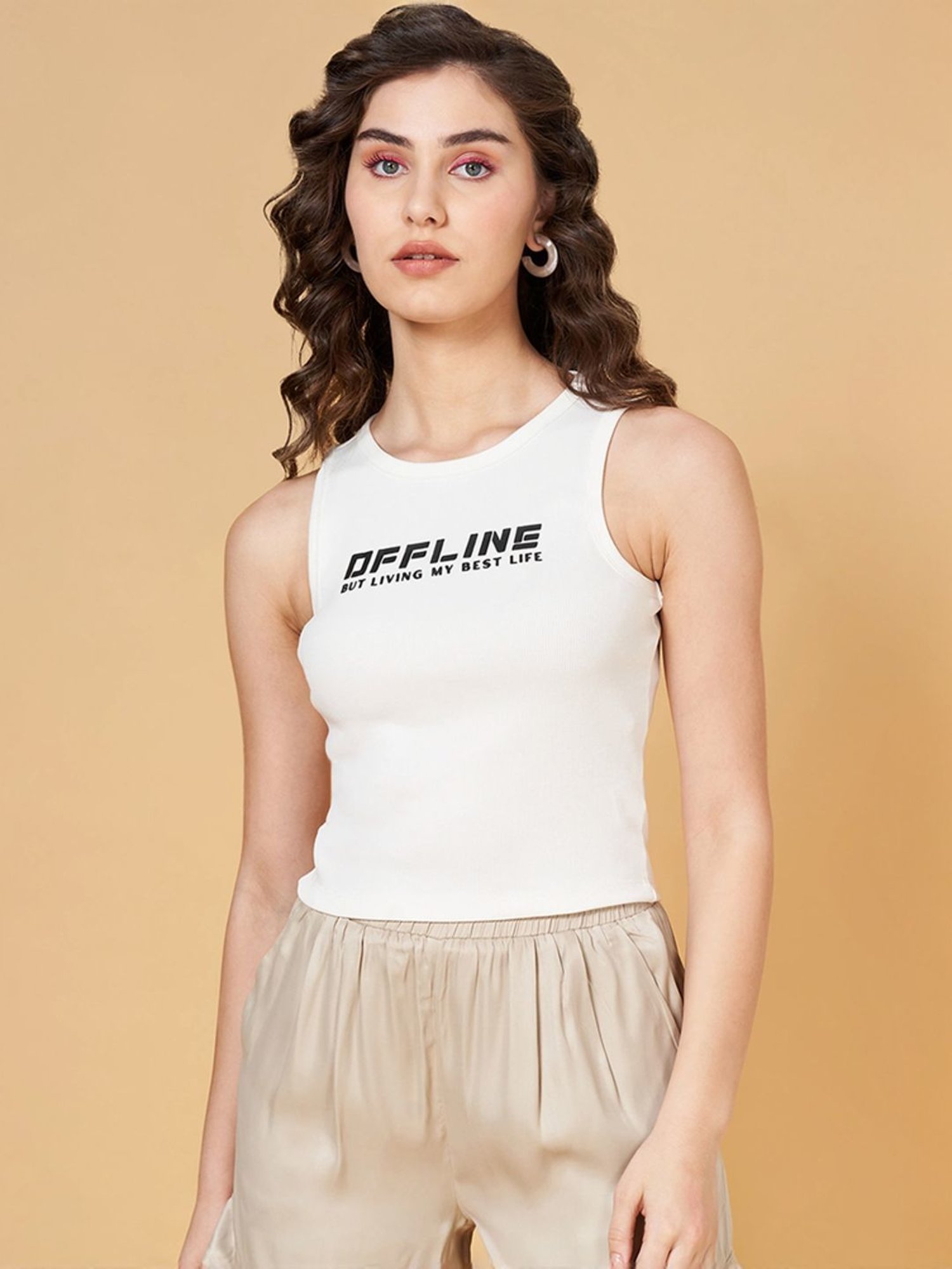 People by Pantaloons White Printed T-Shirt