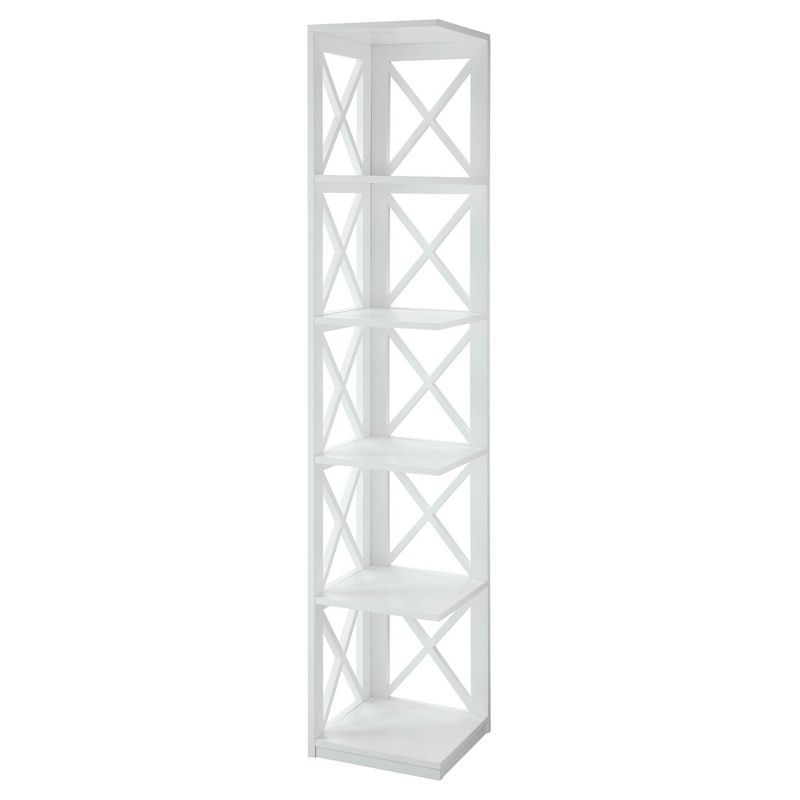63.75" Oxford 5 Tier Corner Bookcase White - Breighton Home