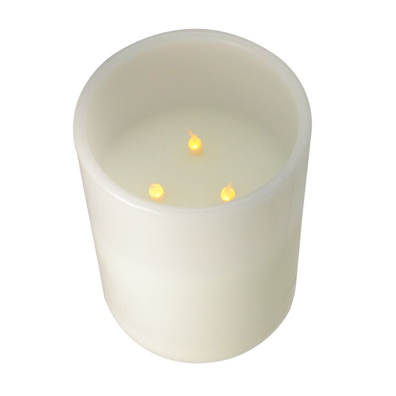 Roman 5" LED Lighted Glittered Church Christmas Pillar Candle - Ivory White