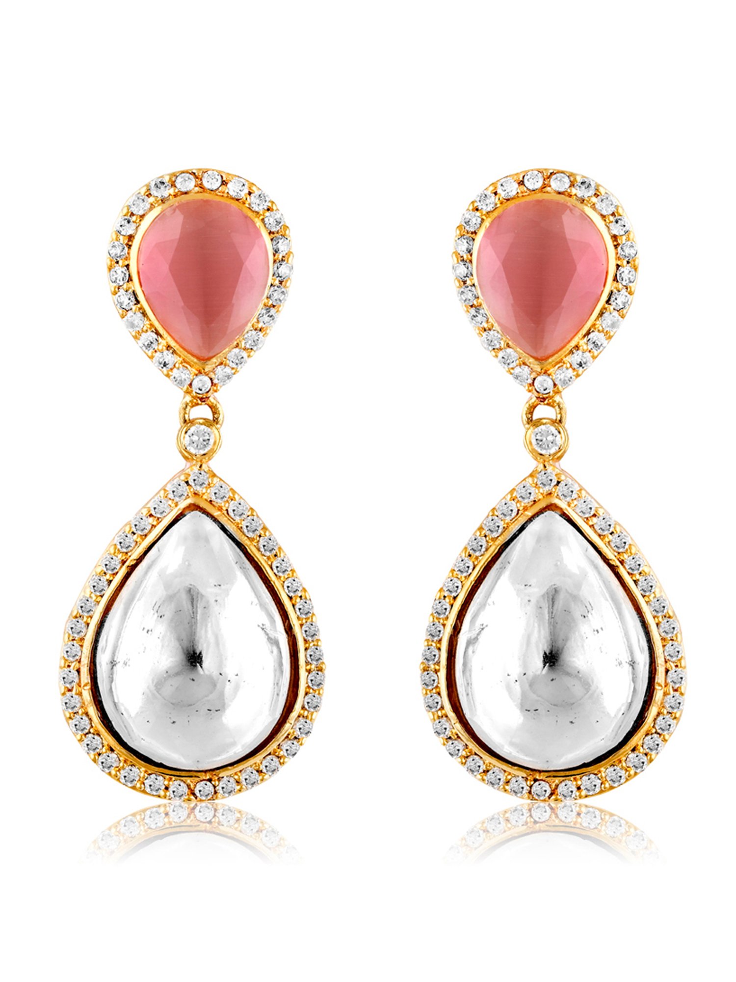 Curio Cottage Meira Kundan and Pink Drop Earrings