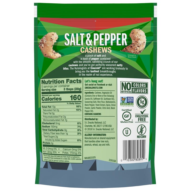 Emerald Salt And Pepper Cashews - 5oz