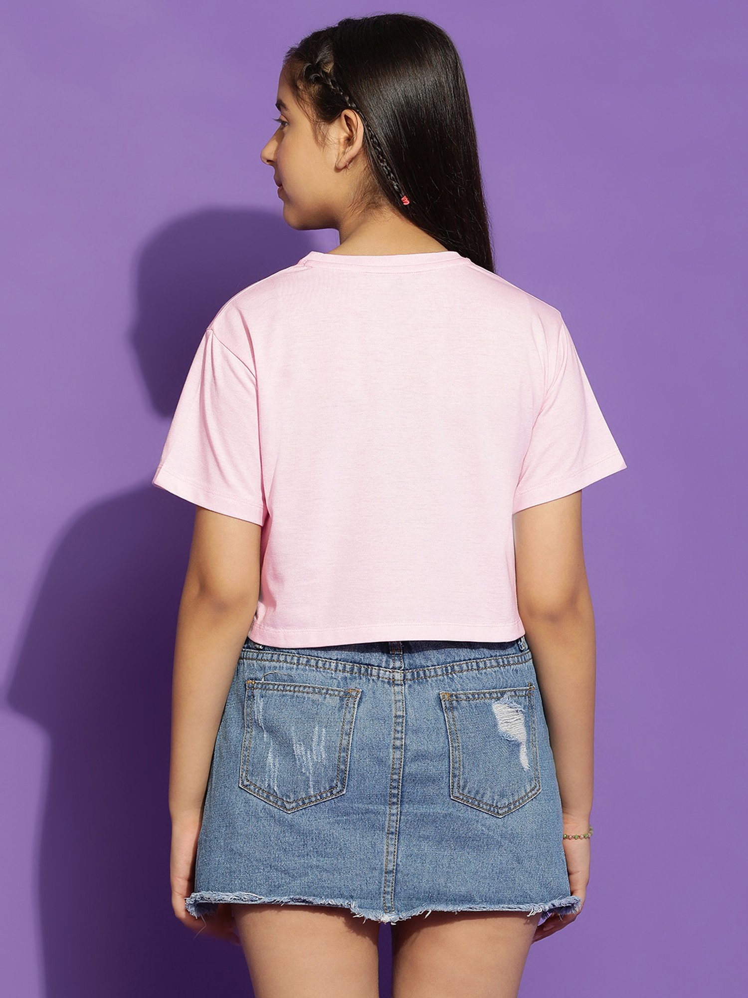 Lil Tomatoes Kids Pink Printed Crop Top