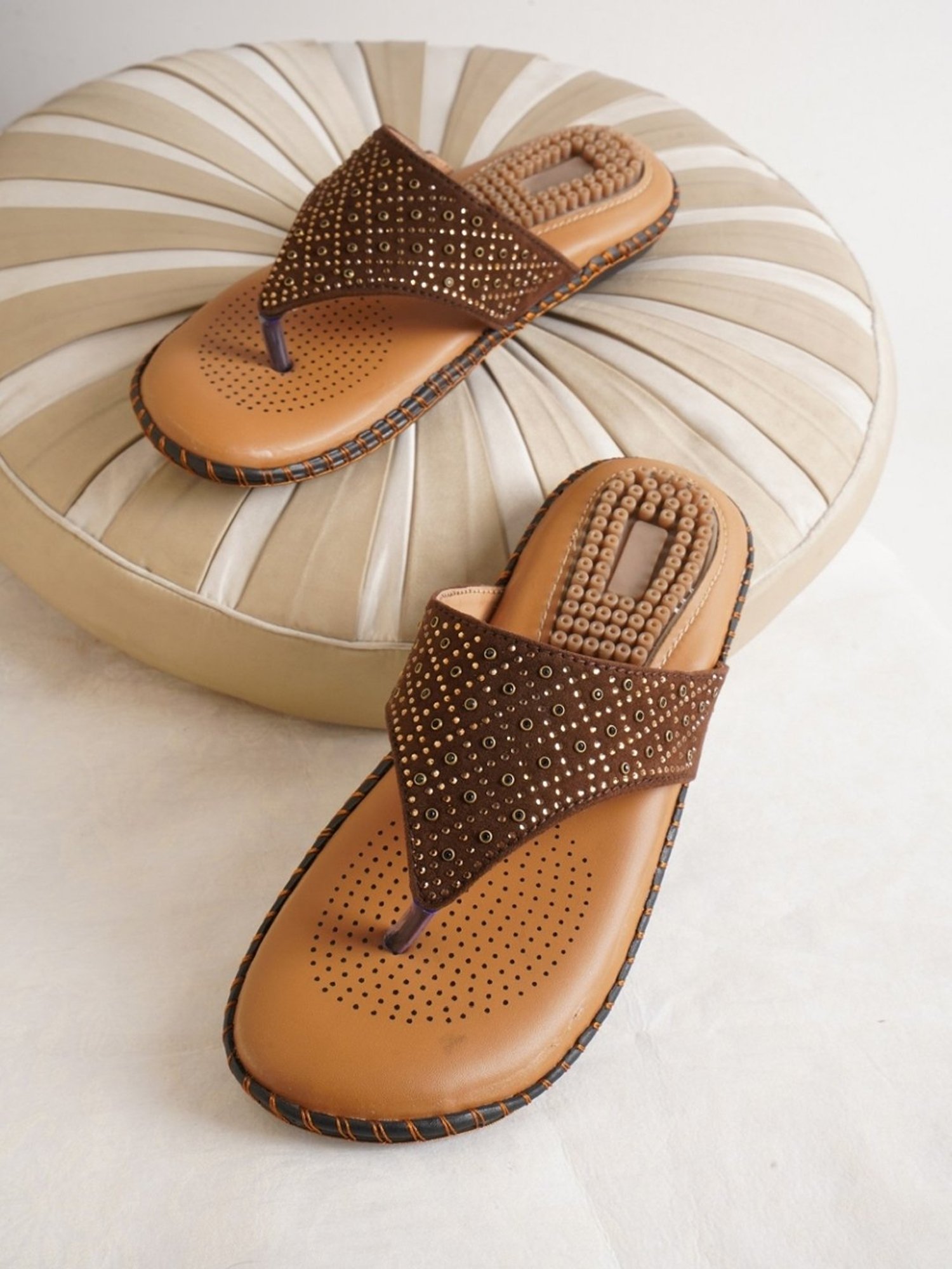 The White Pole Women's Dark Brown Thong Sandals