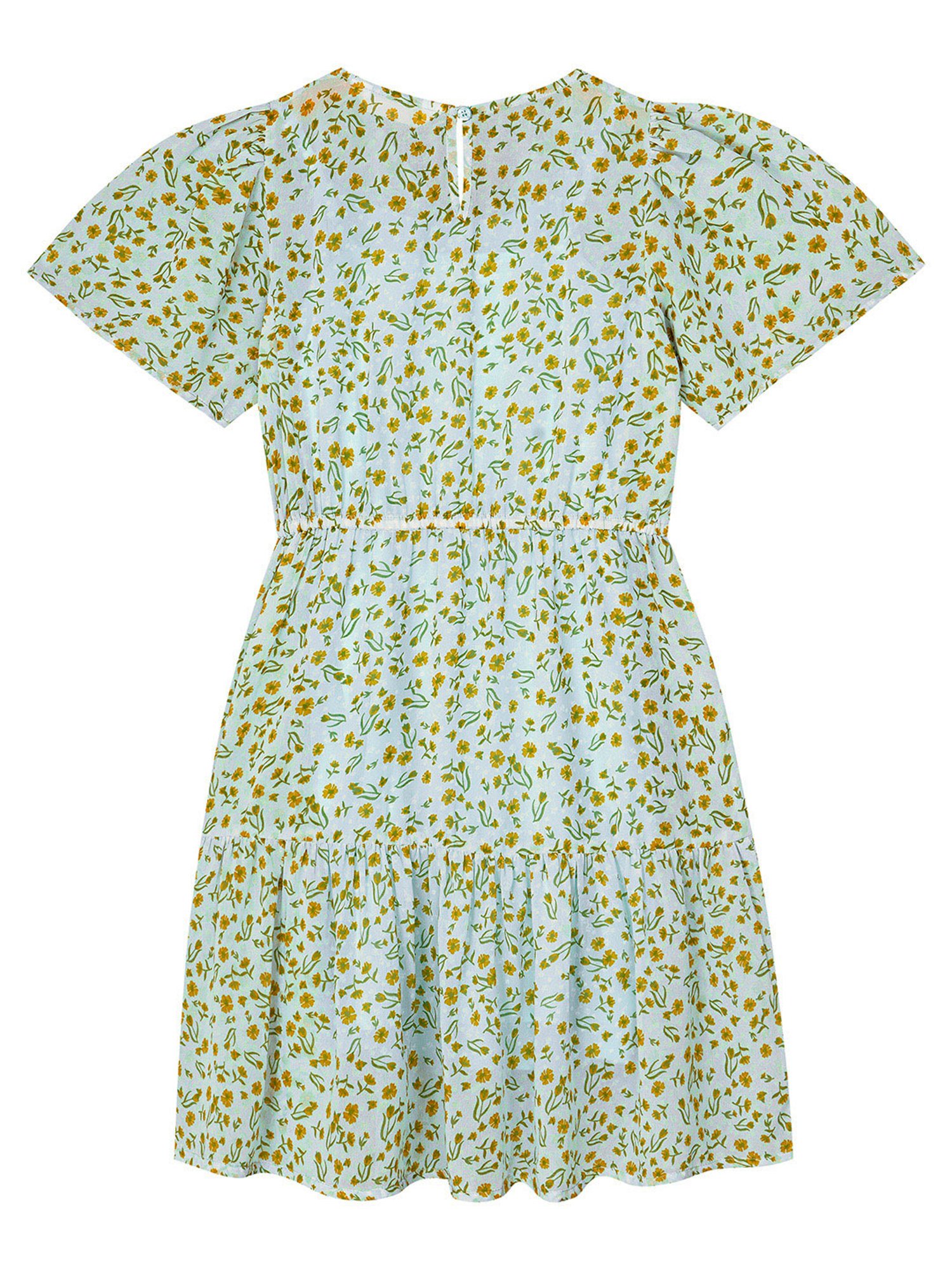 Budding Bees Kids Blue & Green Printed Dress