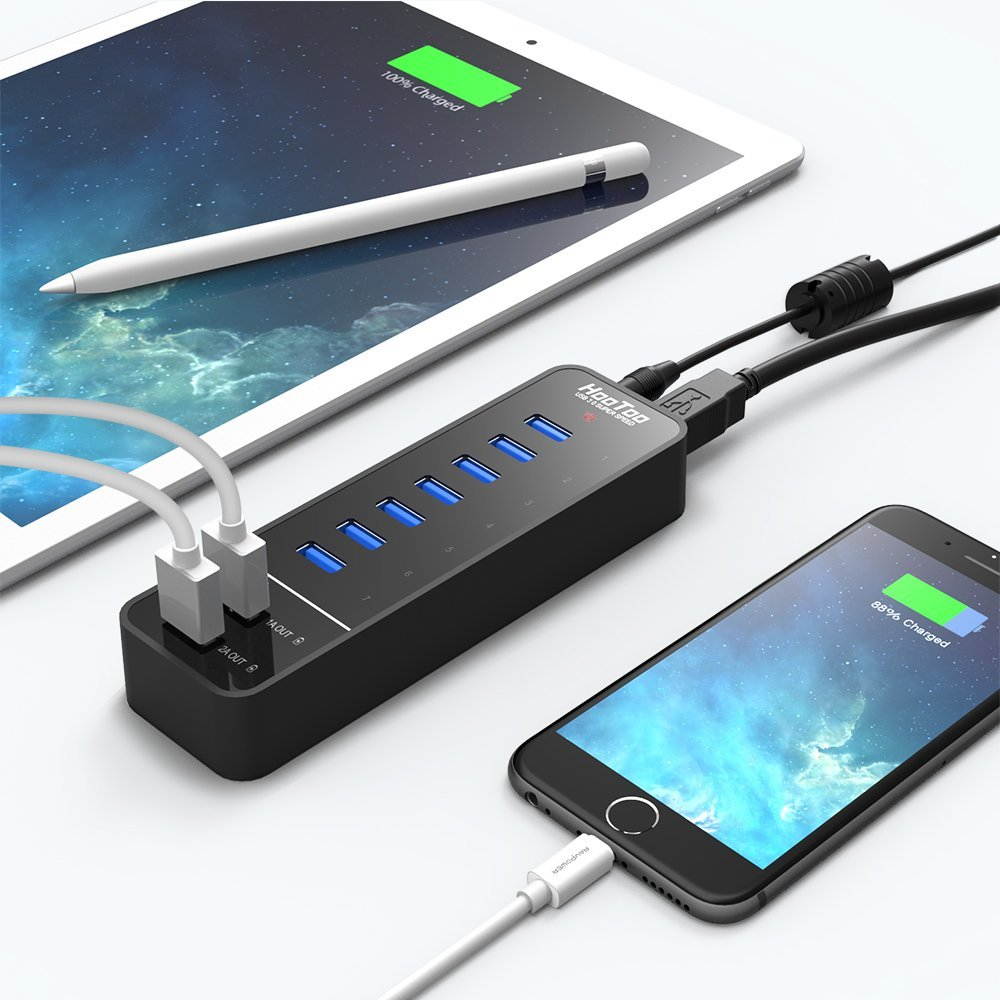 Bailink USB HUB,  9-Port 60 Watts USB 3.0 Hub with 2 Smart Charging Ports and 7 Data Transfer Ports Up to 5Gps for iPhone, Smartphone, iPad, IMac,PC ,Laptops and More