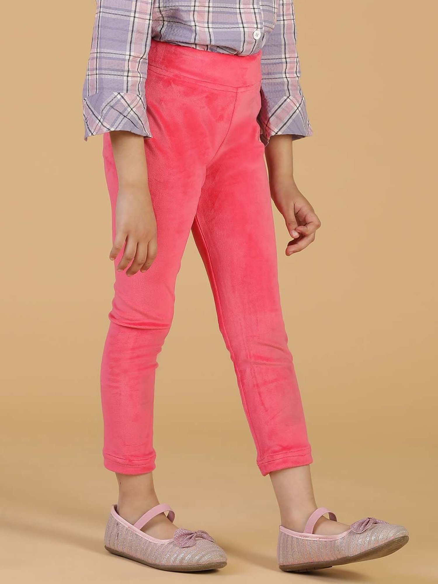 Tales & Stories Girls Neon Pink Regular Fit Leggings