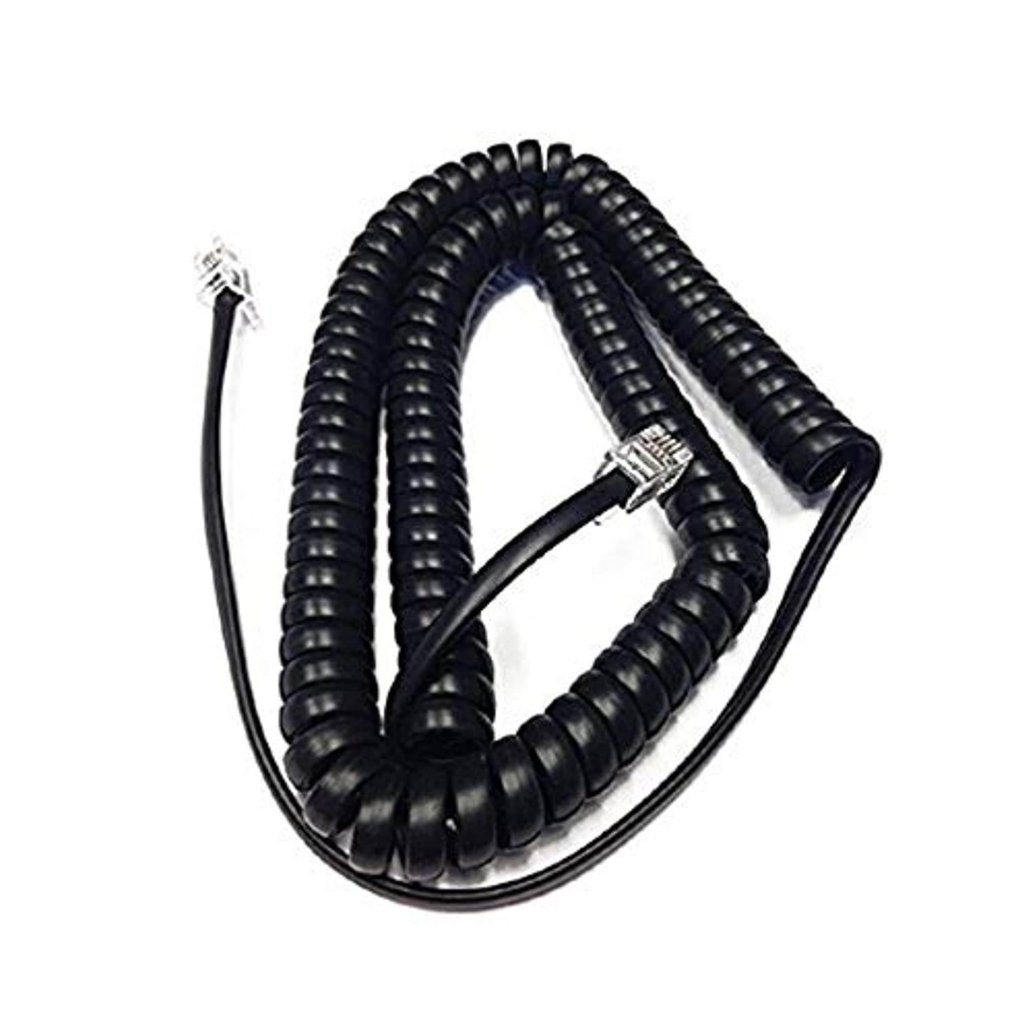 The VoIP Lounge Replacement 12 Foot Black Handset Receiver Curly Coil Cord for Panasonic KX-T Series Phone KXT7000 KXT7100 KXT7200 KXT7400 KXT7600 KXT7700