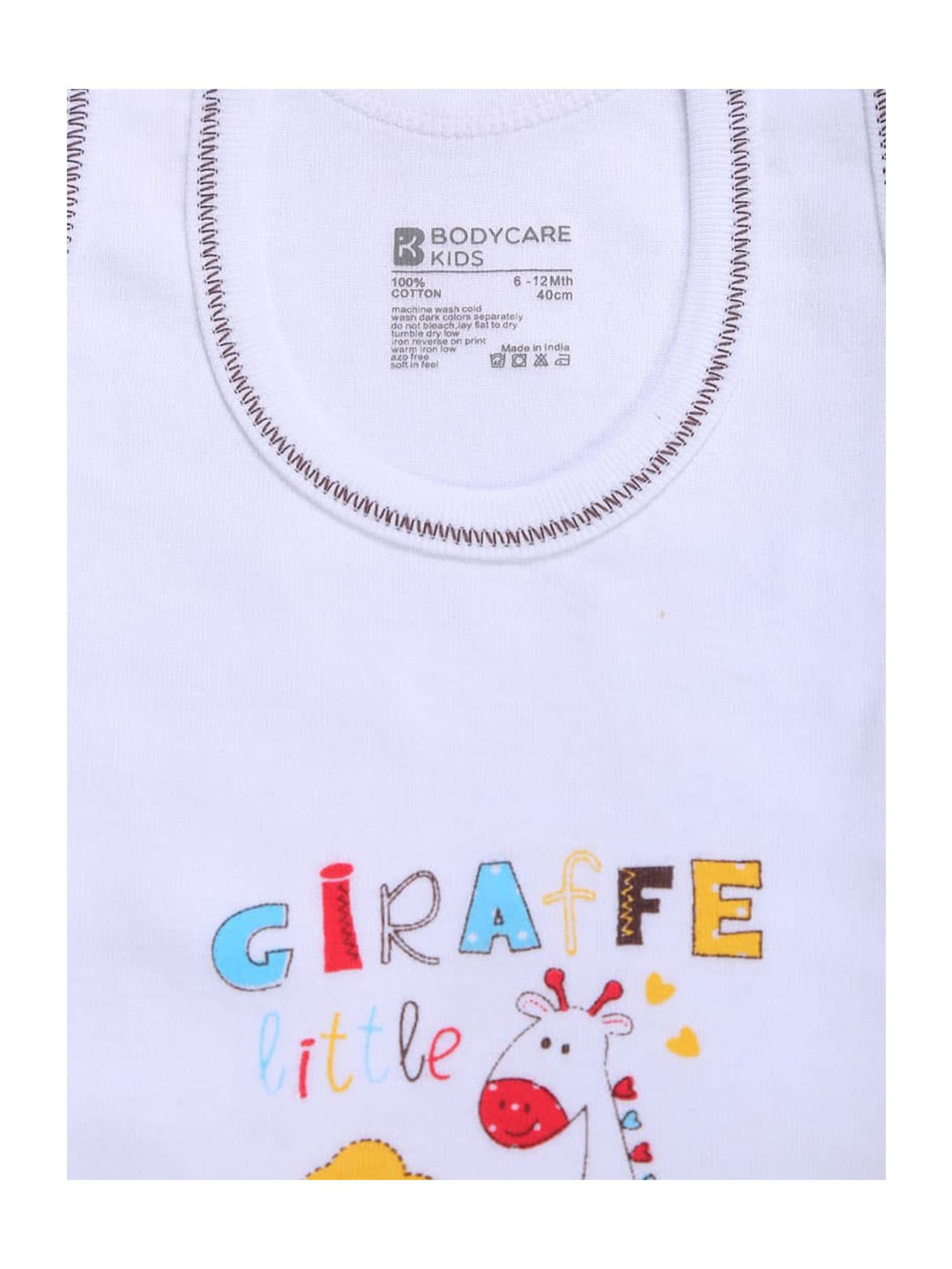 Bodycare Kids White Printed Vests(Pack Of 3)