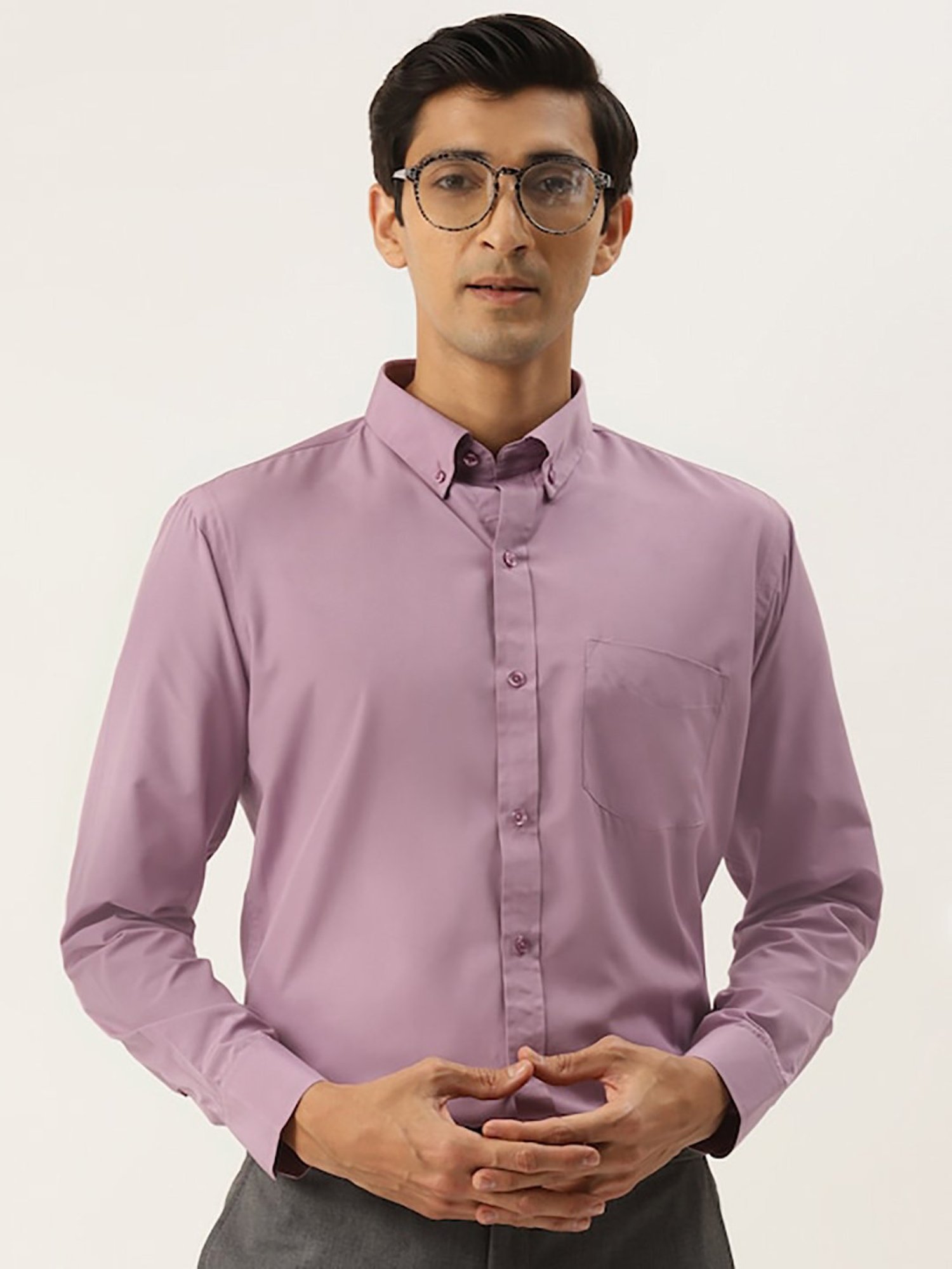 English Navy Mauve Slim Fit Shirt