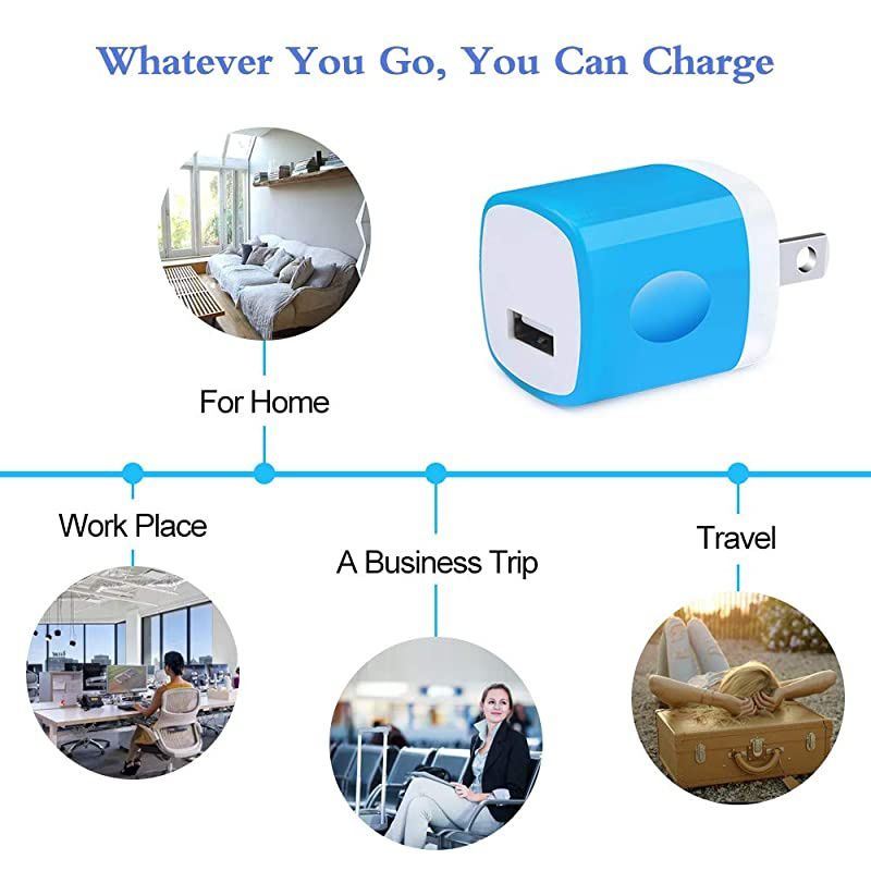 Wall Charger Charger Cube  5Pack 1A5V Single Port USB Wall Charger Plug Brick Charging Block Box Compatible iPhone 12 Pro Max 11 XS X 8 7 Plus iPad Samsung Galaxy S20 S10e S9+ S8 Note20 LG