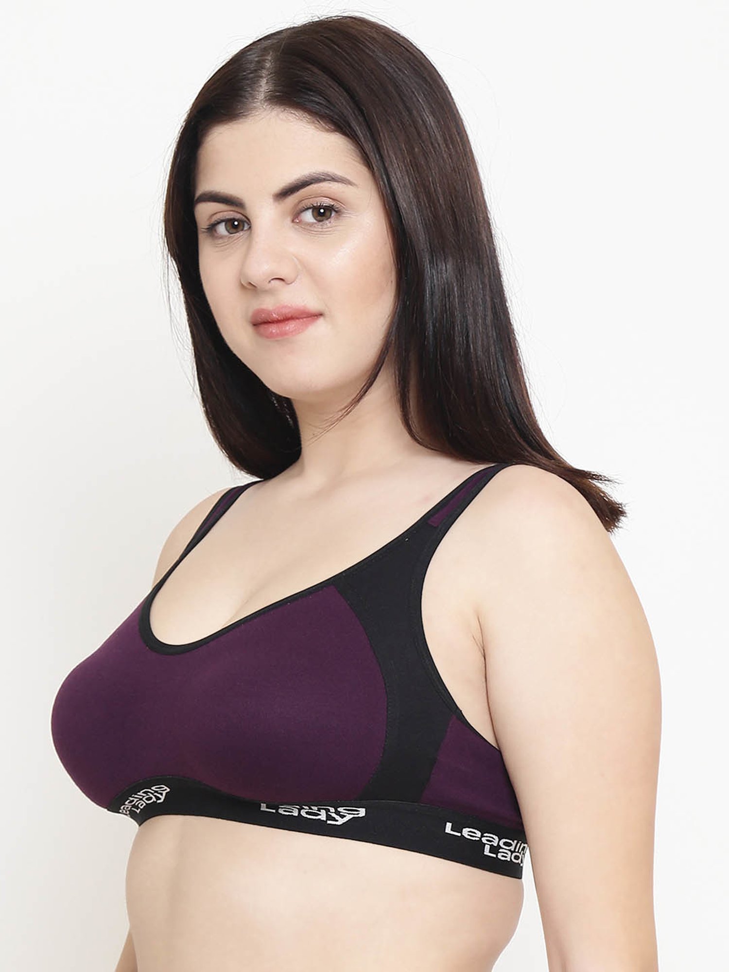 Leading Lady Purple Non-Padded Sports Bra