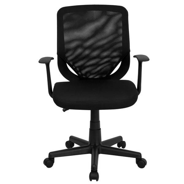 Mid-Back Black Mesh Tapered Back Swivel Task Chair with T-Arms