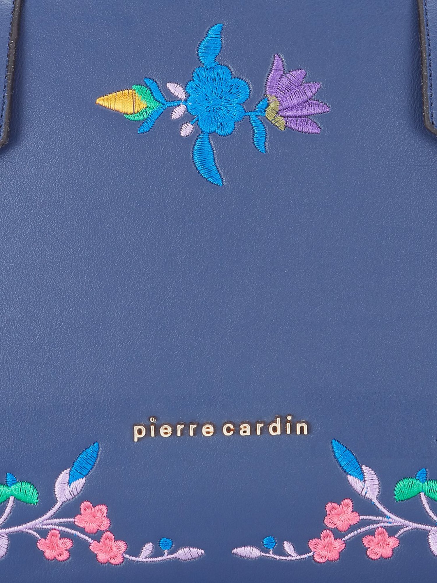 Pierre Cardin Navy Embroidered Large Shoulder Handbag