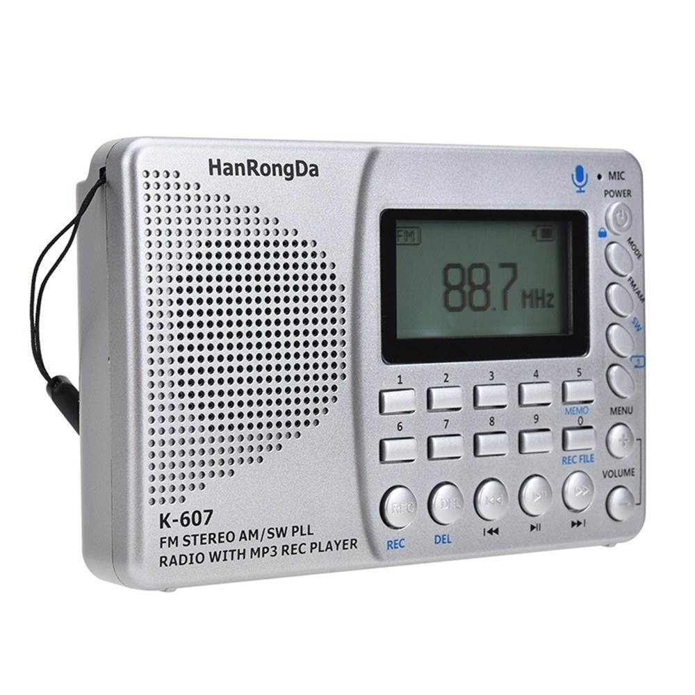 K607 Portable Radio AM/FM/SW/TF Pocket Radio MP3 Digital Recorder Support TF Card USB REC Recorder Sleep Time