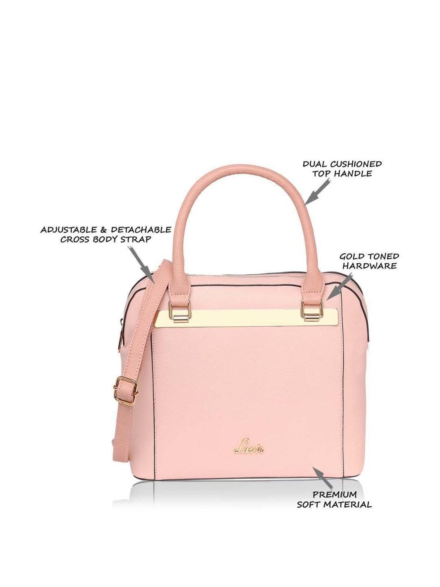 Lavie Pink Solid Medium Handbag