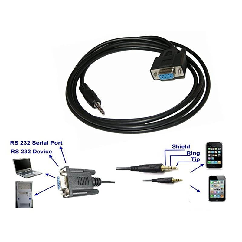 DB9Pin Female To DC35mm Serial Cable6 Feet Black