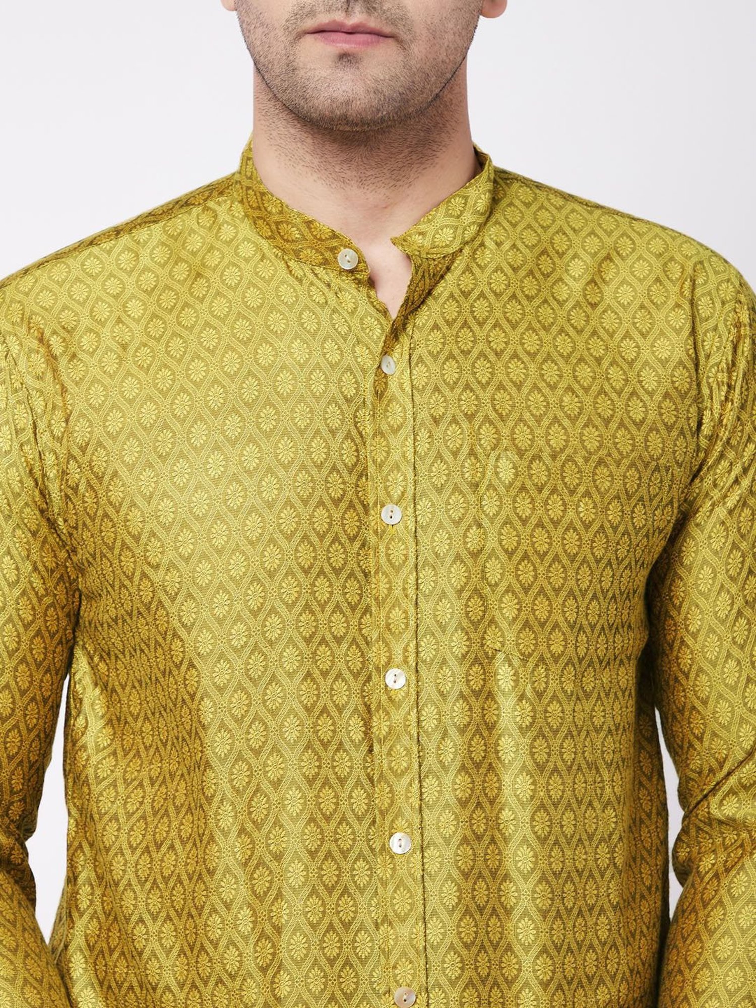 Vastramay Yellow Straight Fit Printed Shirts