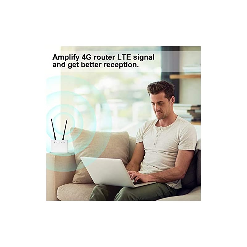 4G LTE Antenna, WiFi Antenna Signal Booster 2.4GHz+5GHz Dual Band Amplifier for Verizon/AT&T/Wireless Network Router/Modem/Acess Point and More, Directional Network Reception Male Plug -2 Pack