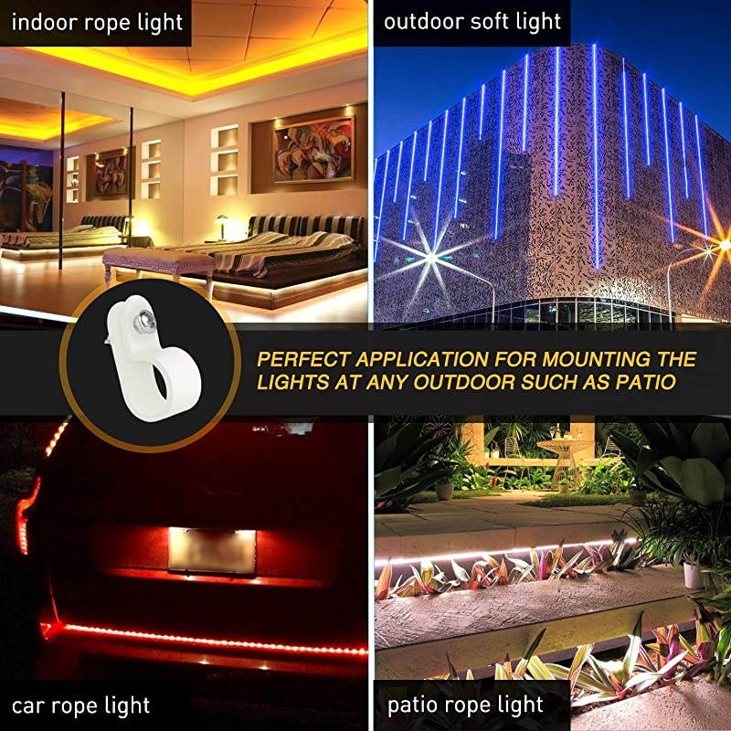 12 Inch Rope Light PStyle Mounting Clips with Pan Head Phillips Stainless Steel Screws 50 Pack Clips and 50Pcs Screws