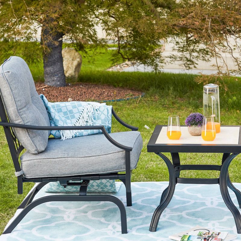 3pc Steel Patio Seating Sets Gray - Lokatse