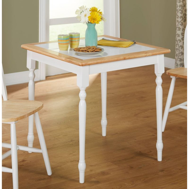 3pc Chester Tile Top Dining Set White/Natural - Buylateral