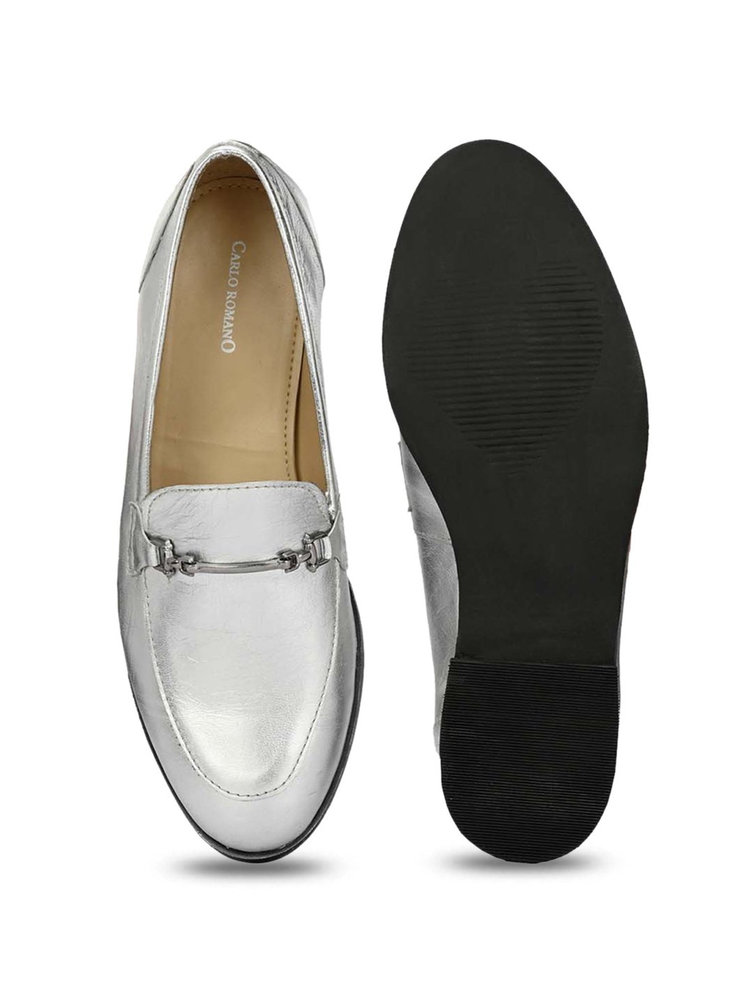 Carlo Romano Women's Silver Flat Ballets