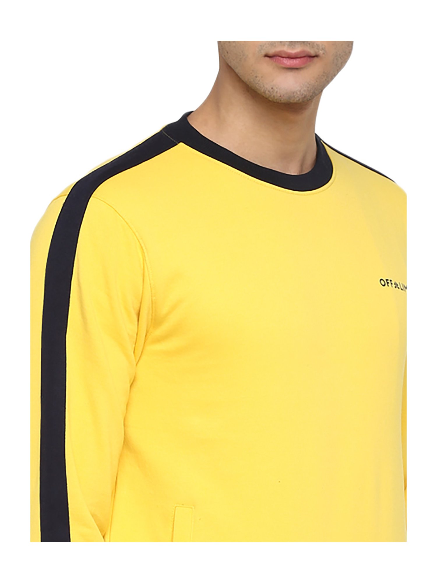 OFF LIMITS Yellow Solid Full Sleeves Sweatshirt