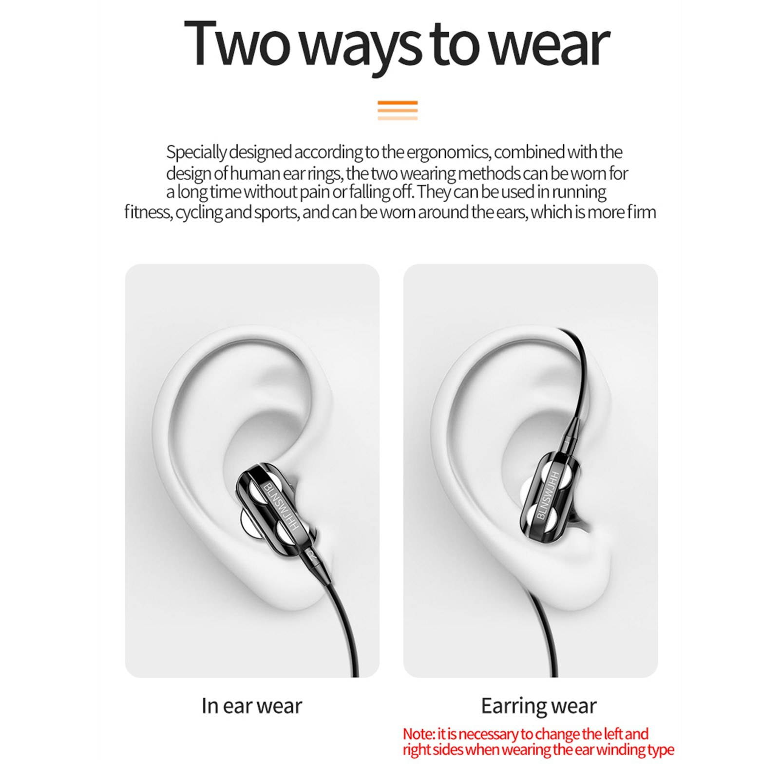 A4 Wired Earphone Dual Driver 3.5mm Port Bass Stereo In-Ear Sports Waterproof Earphone (Four-loudspeaker version)