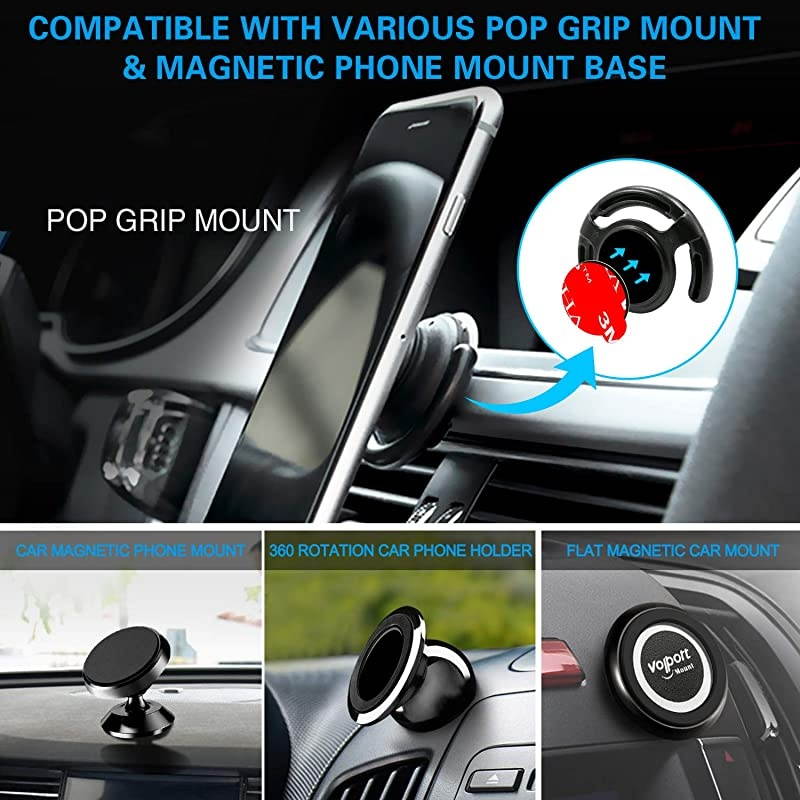 10 Pack 3M Sticky Adhesive Replacement Compatible with Socket Mount Base,  VHB Sticker Pads for Car Magnetic Phone Holder and 2pcs 1.38 Inches Double Sided Tape for Collapsible Grip & Stand