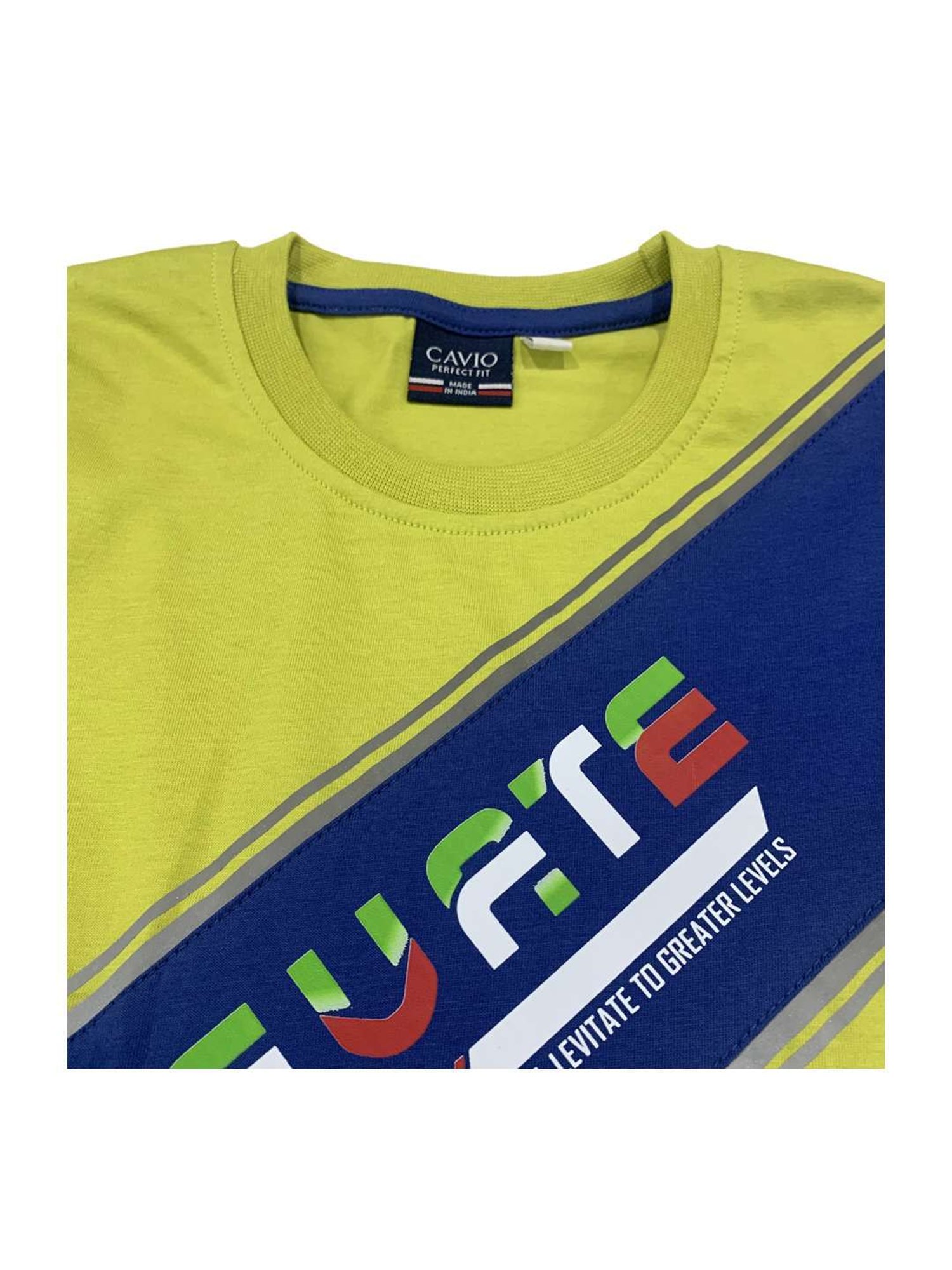 Cavio Kids Green & Blue Color Block T-Shirt