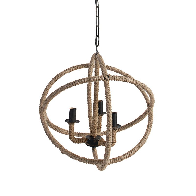Cade 3-Light Roped Chandelier Taupe - A&B Home