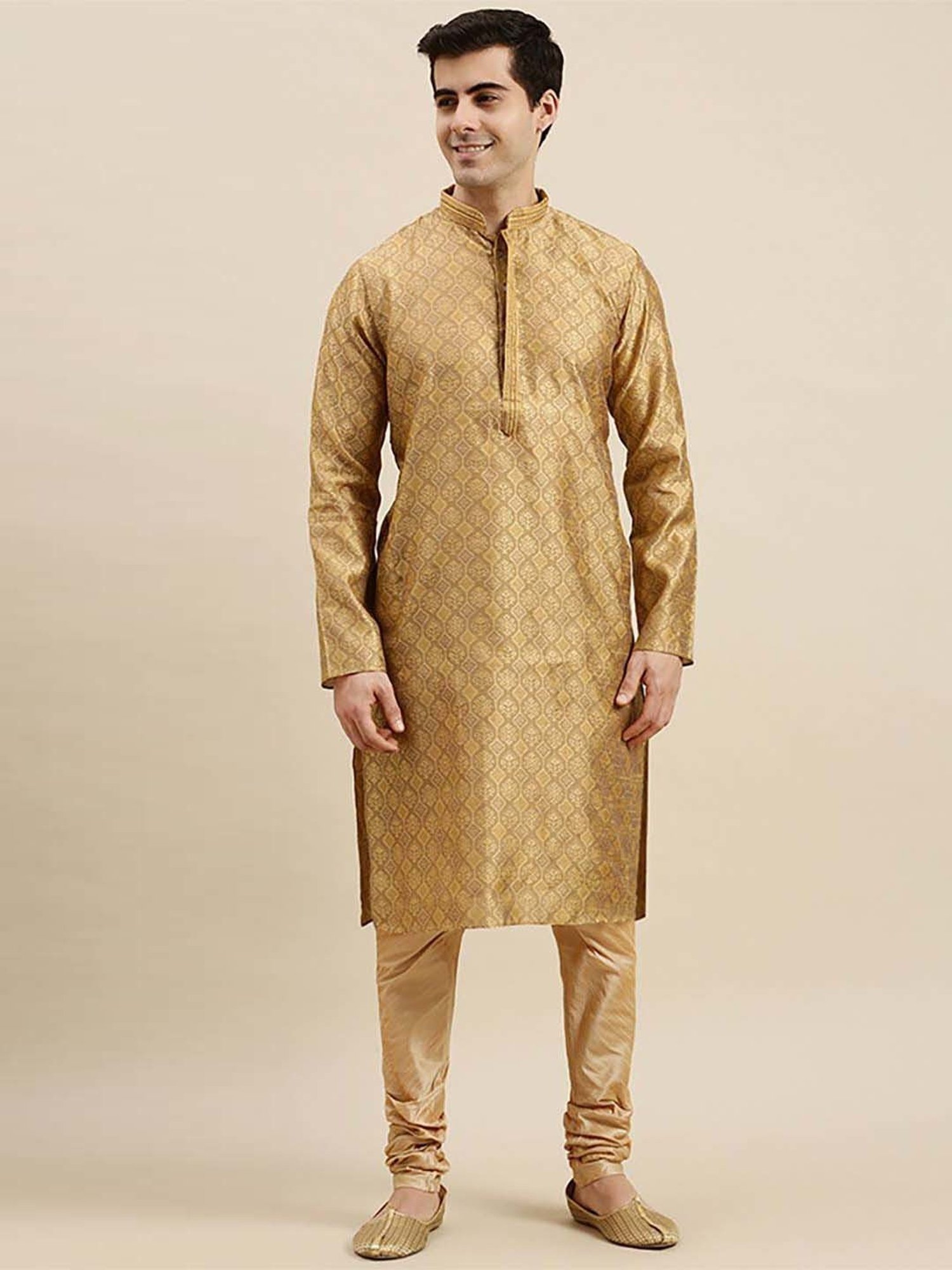 Sanwara Beige  Regular Fit Self Pattern Kurta Bottom Sets