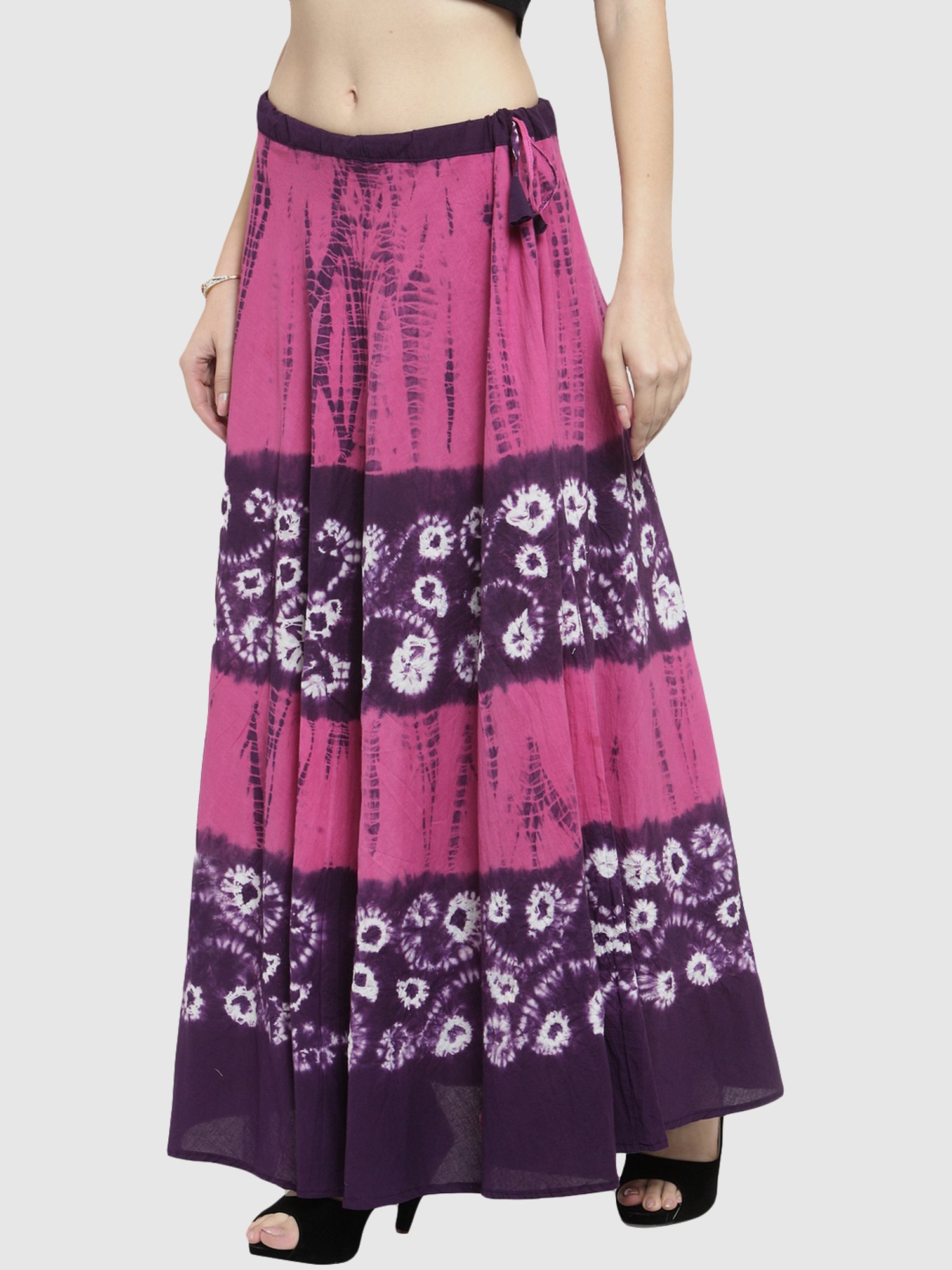 Geroo Jaipur Pink & Blue Hand Dyed Pure Cotton Skirt