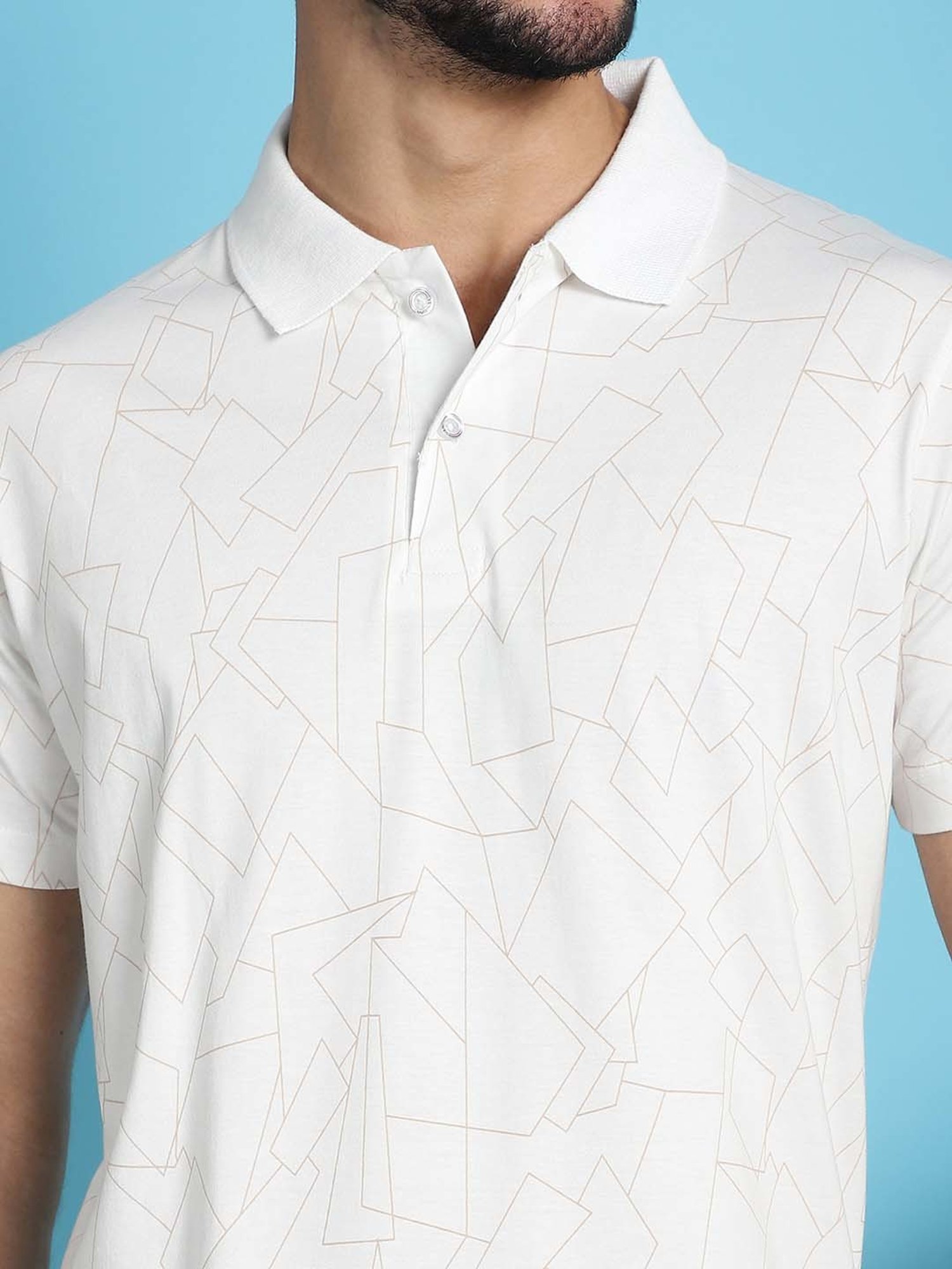 Venitian- Forbidden Clothing White Slim Fit Printed Polo T-Shirt