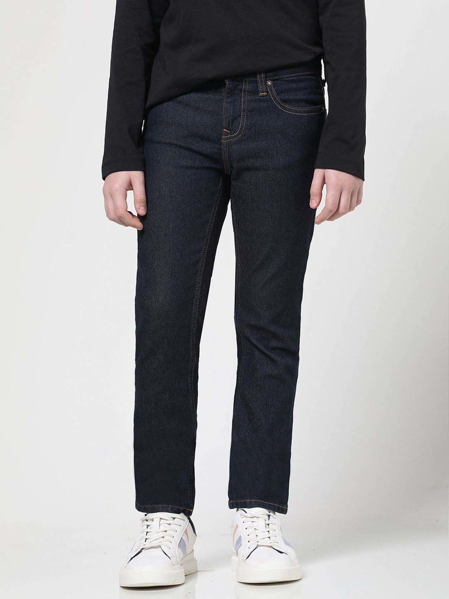 Pepe Jeans Boys Dark Blue Solid Jeans