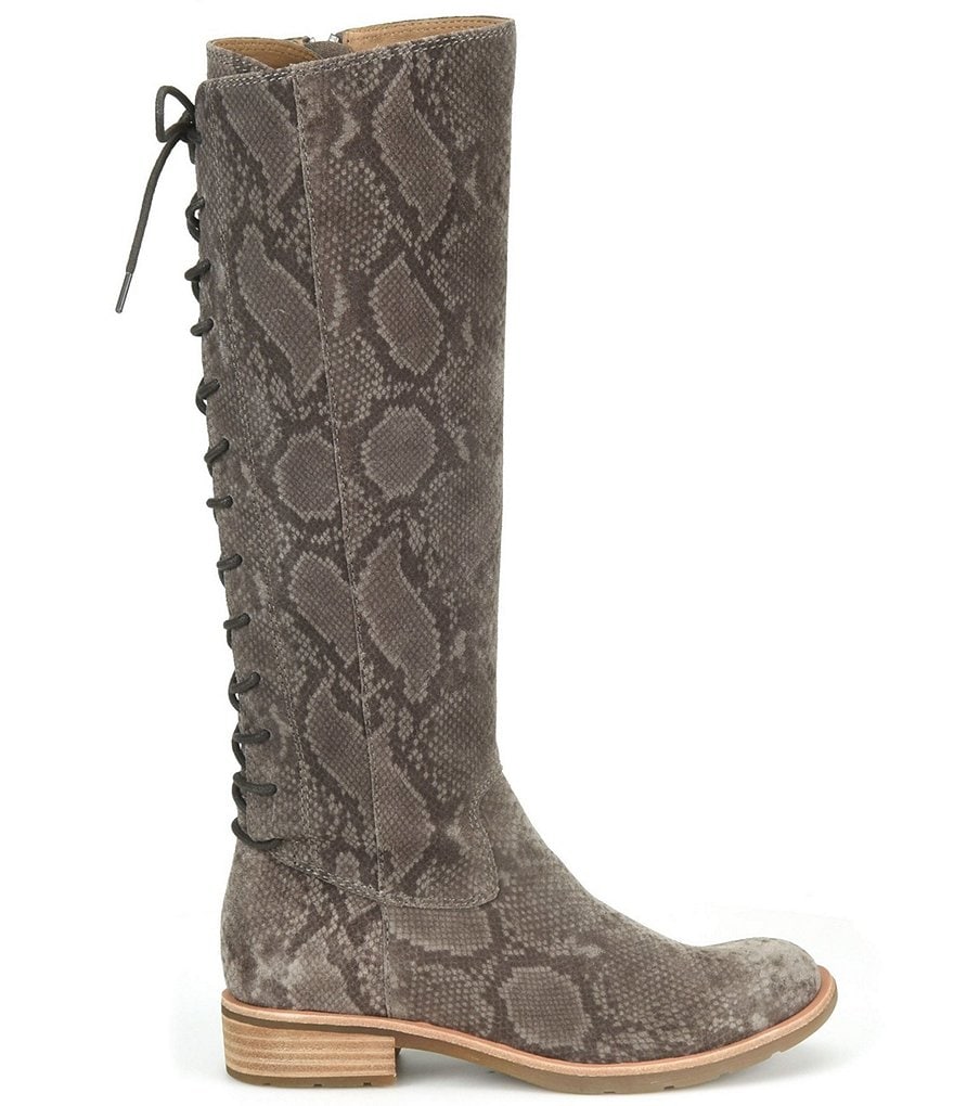 Sofft Sharnell Suede Snake Print Tall Waterproof Block Heel Boots