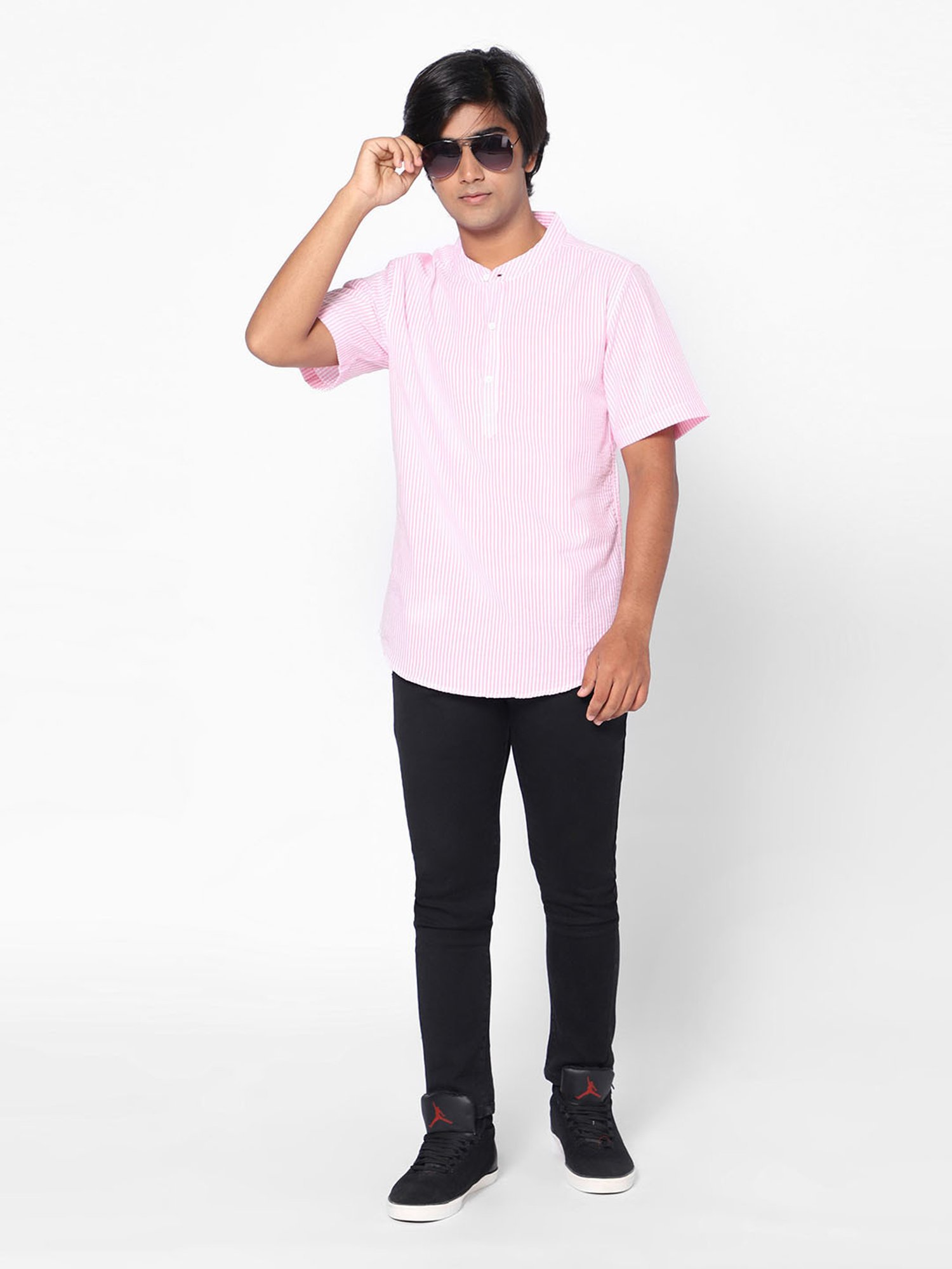 TeenTrums Boys Pink Striped Shirt
